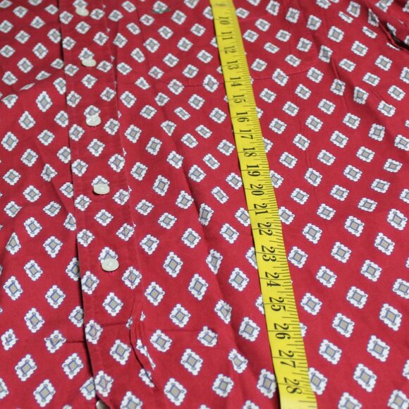 Tommy Hilfiger Men's Dress Shirt Red Size S Cotton Short Sleeve Diamond Pattern - Picture 7 of 9